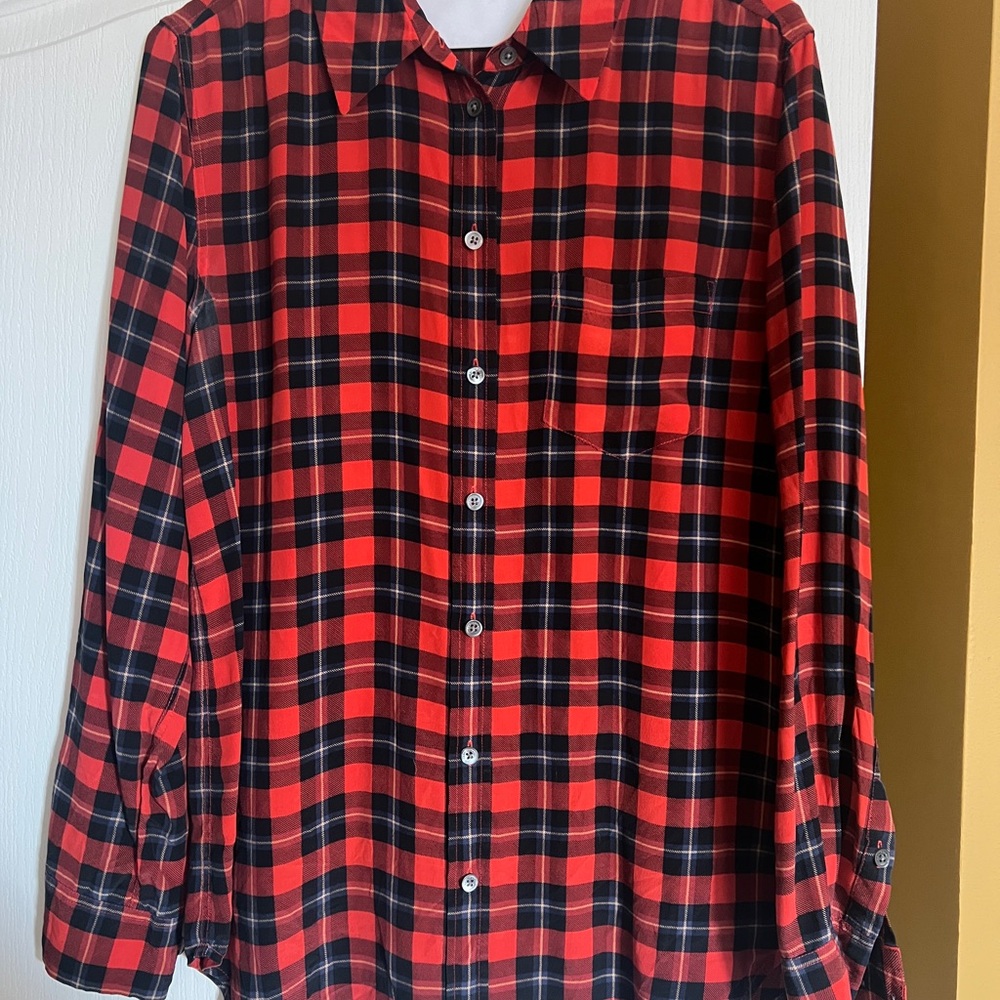 Equipment 100% silk plaid shirt